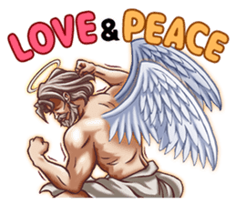 Angel and devil w/god sticker #14267525