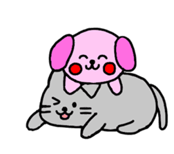 pinkdog and cat sticker #14281478