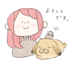 rabbit and girl. sticker #14281573