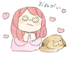 rabbit and girl. sticker #14281587