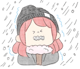 rabbit and girl. sticker #14281595