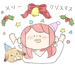 rabbit and girl. sticker #14281603