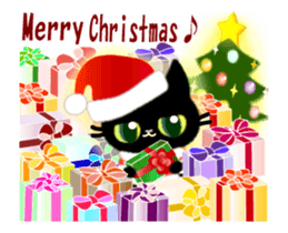 Small, obliging, black cat.3 sticker #14287007