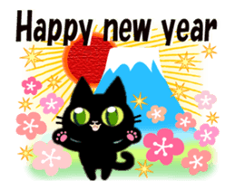 Small, obliging, black cat.3 sticker #14287010