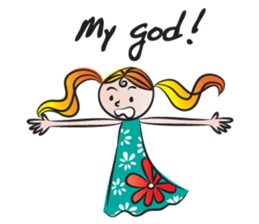 Girl with hair tied sticker #14290074