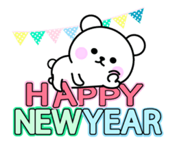 move white bear Christmas&Happy New Year sticker #14306575