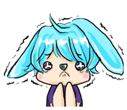 Rabbit boyfriend with his cat girlfriend sticker #14309350