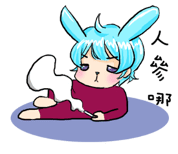 Rabbit boyfriend with his cat girlfriend sticker #14309353