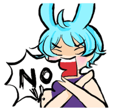 Rabbit boyfriend with his cat girlfriend sticker #14309359