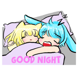 Rabbit boyfriend with his cat girlfriend sticker #14309364