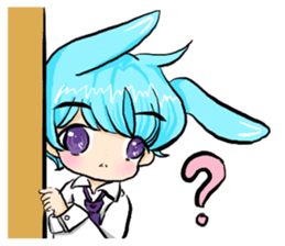 Rabbit boyfriend with his cat girlfriend sticker #14309373