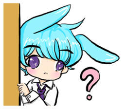 Rabbit boyfriend with his cat girlfriend sticker #14309373