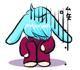 Rabbit boyfriend with his cat girlfriend sticker #14309377