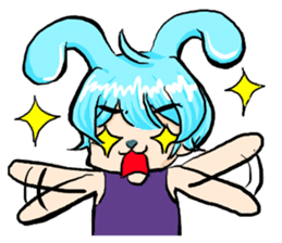 Rabbit boyfriend with his cat girlfriend sticker #14309378