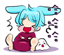 Rabbit boyfriend with his cat girlfriend sticker #14309379