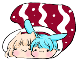 Rabbit boyfriend with his cat girlfriend sticker #14309383