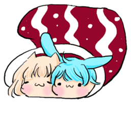 Rabbit boyfriend with his cat girlfriend sticker #14309383