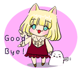 Rabbit boyfriend with his cat girlfriend sticker #14309384