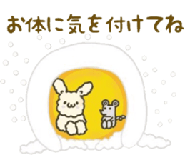 Rabbit sticker healed in winter sticker #14318553