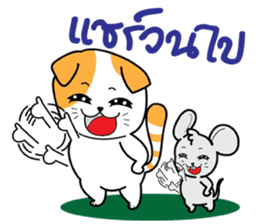 Scottish Fold and Indy mouse sticker #14345296