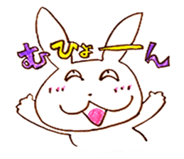 Grinning rabbit by Yoko Tamari sticker #14360254