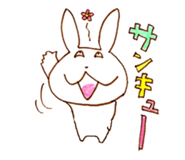 Grinning rabbit by Yoko Tamari sticker #14360256