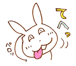 Grinning rabbit by Yoko Tamari sticker #14360259
