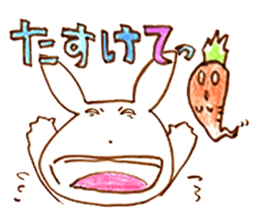Grinning rabbit by Yoko Tamari sticker #14360286