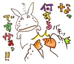 Grinning rabbit by Yoko Tamari sticker #14360291