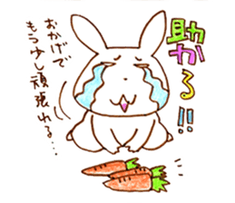 Grinning rabbit by Yoko Tamari sticker #14360293