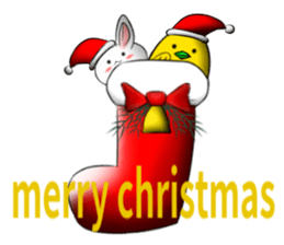 white ball rabbit family-merry christmas sticker #14373214