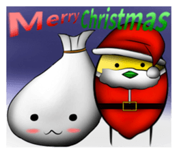 white ball rabbit family-merry christmas sticker #14373215