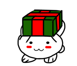 white ball rabbit family-merry christmas sticker #14373218