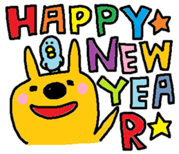 happynewyear.whiteboyandYellow child sticker #14374107