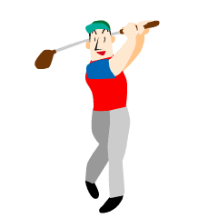 I love golf! A moving golfer