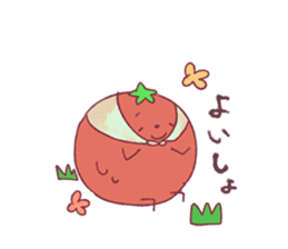 Raccoon dog and Tomato sticker #14382678