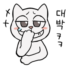 Korean and white cat sticker #14389834
