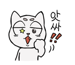 Korean and white cat sticker #14389842