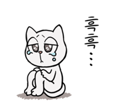 Korean and white cat sticker #14389852