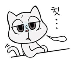 Korean and white cat sticker #14389857