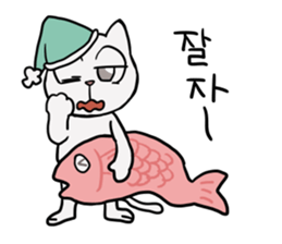 Korean and white cat sticker #14389858