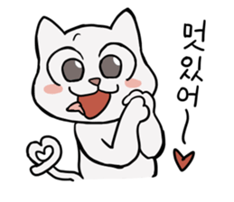 Korean and white cat sticker #14389859