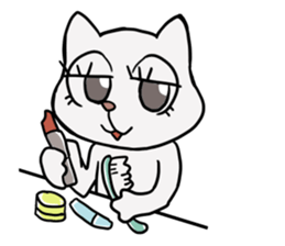 Korean and white cat sticker #14389861