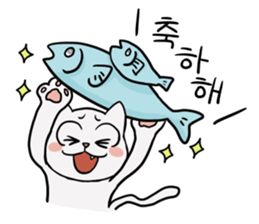 Korean and white cat sticker #14389863