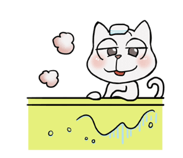 Korean and white cat sticker #14389867