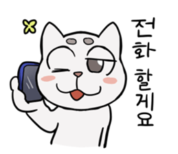 Korean and white cat sticker #14389868