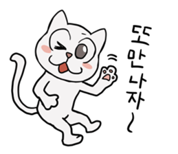 Korean and white cat sticker #14389869