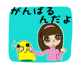 Big parakeets with girl sticker #14395892
