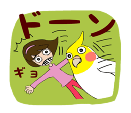 Big parakeets with girl sticker #14395895