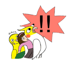 Big parakeets with girl sticker #14395896